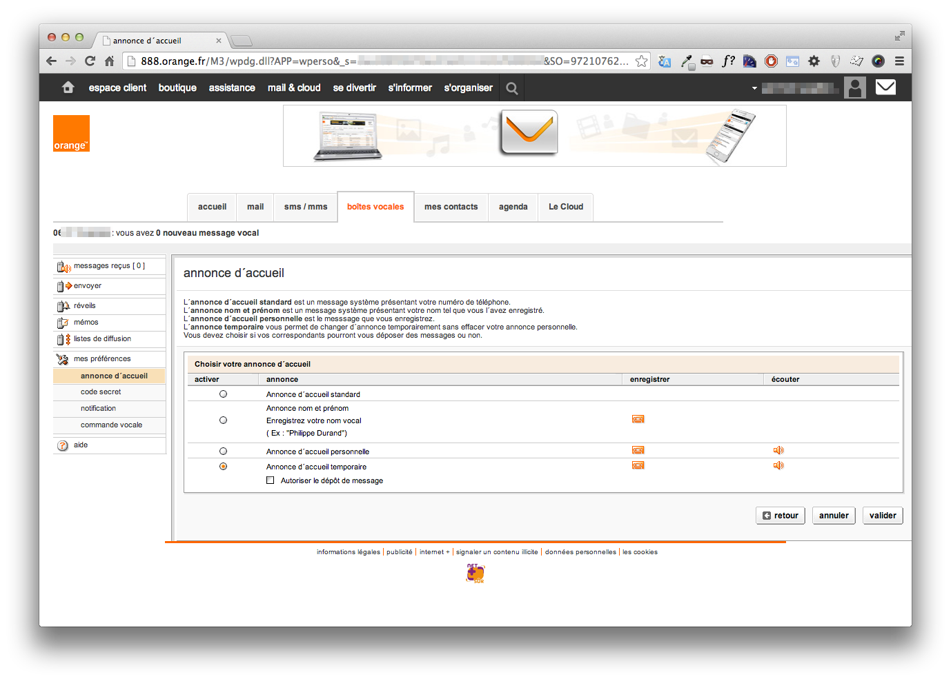 comment arreter le repondeur orange